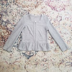 J.Crew Gray Boucle Peplum Zippered Jacket Blazer Lightweight Size Small